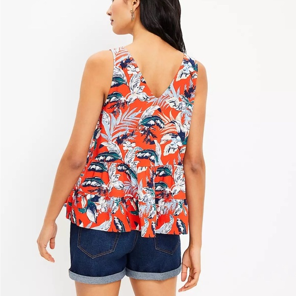 LOFT Womens Botanical Double V Peplum Shell size large - Picture 3 of 5